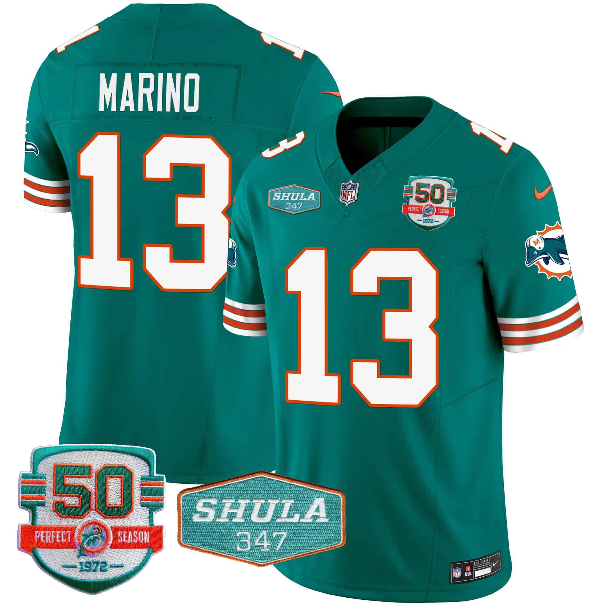 Men Miami Dolphins #13 Marino Green 2024 Nike Throwback Shula 347 Patch Vapor NFL Jersey style 1->indianapolis colts->NFL Jersey